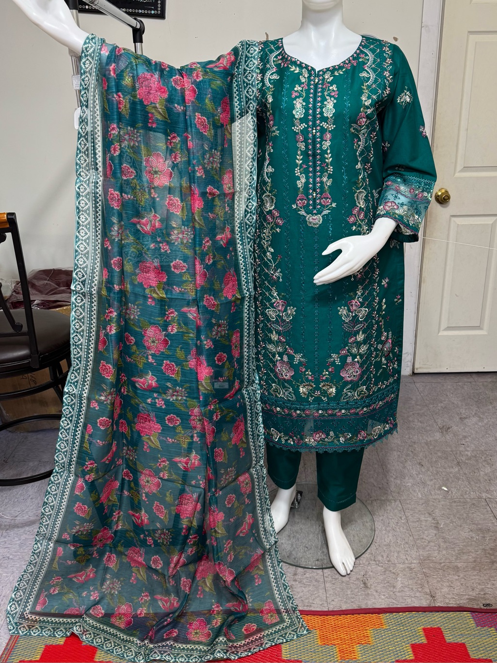 Brand New Cotton Embroidered 3pc Dress
